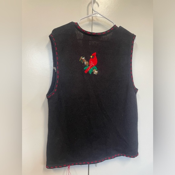 Vintage super ugly Christmas sweater vest.  Contest winner. Cardinal - Picture 5 of 6
